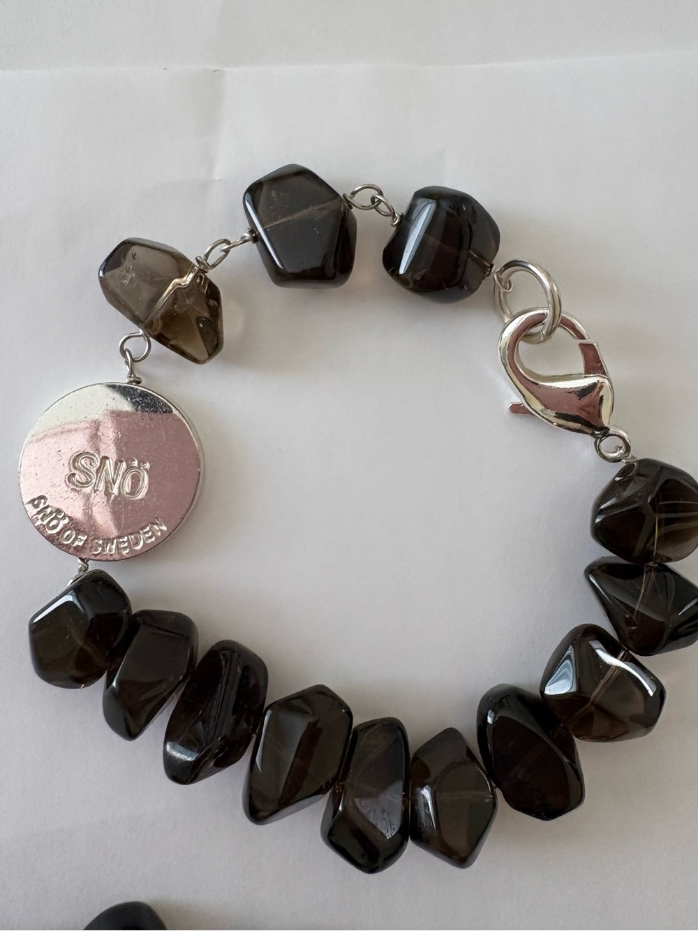 SNO of Sweden Smoky Quartz Bead Bracelet - and necklace